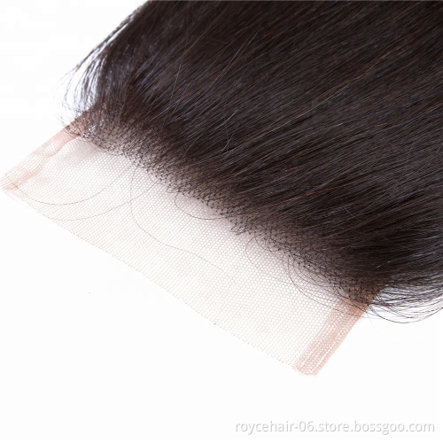 High Quality 100% Virgin Brazilian 10A Single Drawn Straight 4x4  Lace Frontal Closure